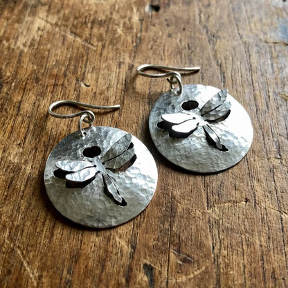 Vintage Circular Hollow Dragonfly Earrings