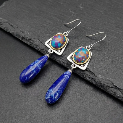 Lapis lazuli swinging earrings