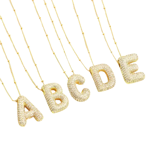 Bubble letter initial necklace