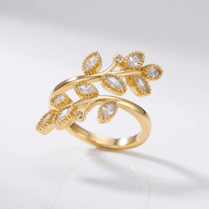Gold Leaf Wrap Ring - (Adjustable)