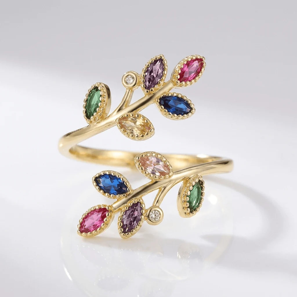 Gold Leaf Wrap Ring - (Adjustable)