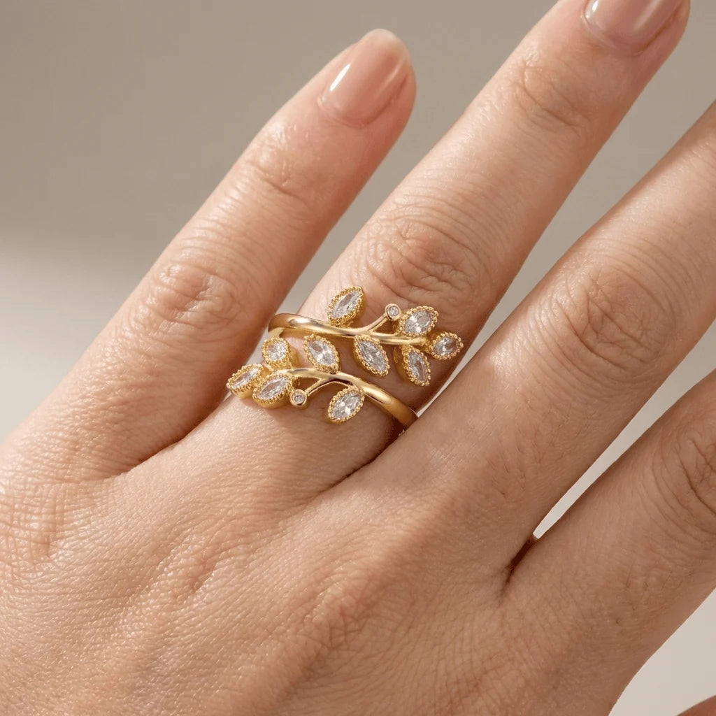Gold Leaf Wrap Ring - (Adjustable)