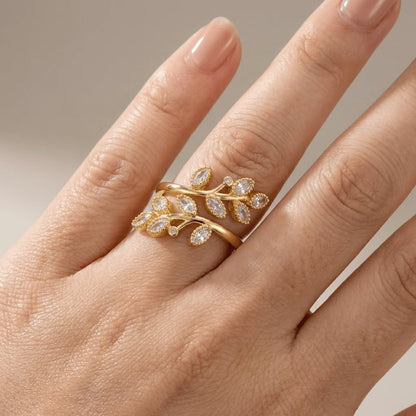 Gold Leaf Wrap Ring - (Adjustable)