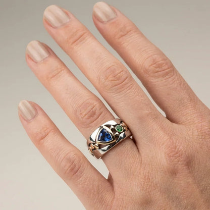 Dual Tone Sapphire Crest Ring