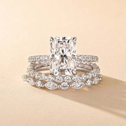 Radiant Cut 3PC Wedding Ring Set