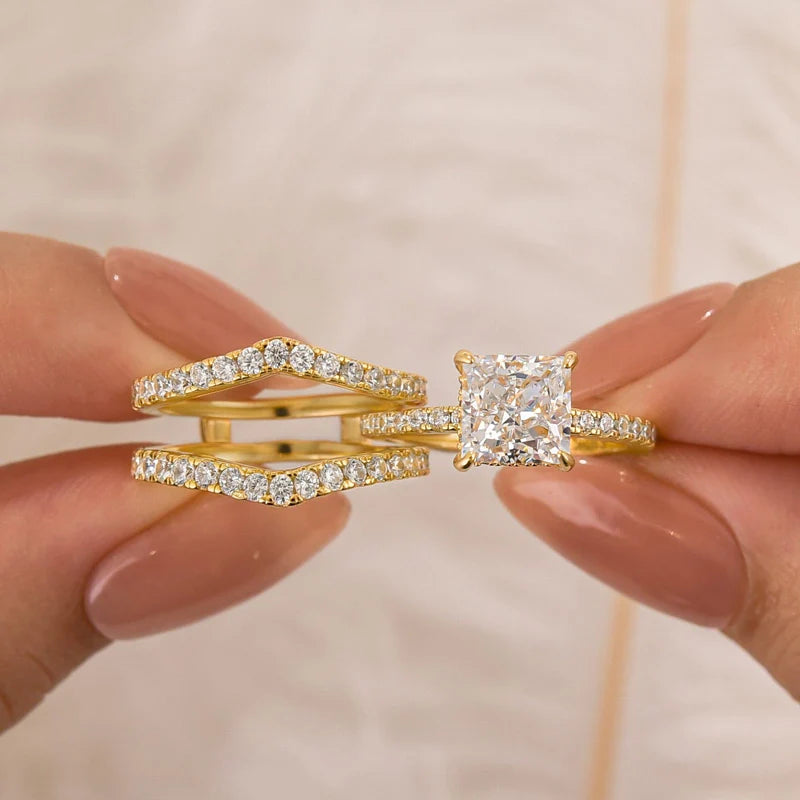 Princess Cut 2PC Wedding Ring Set for Women