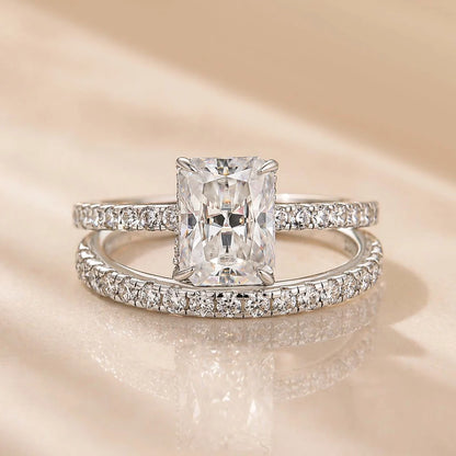 Moissanite Radiant Cut Wedding Ring Set