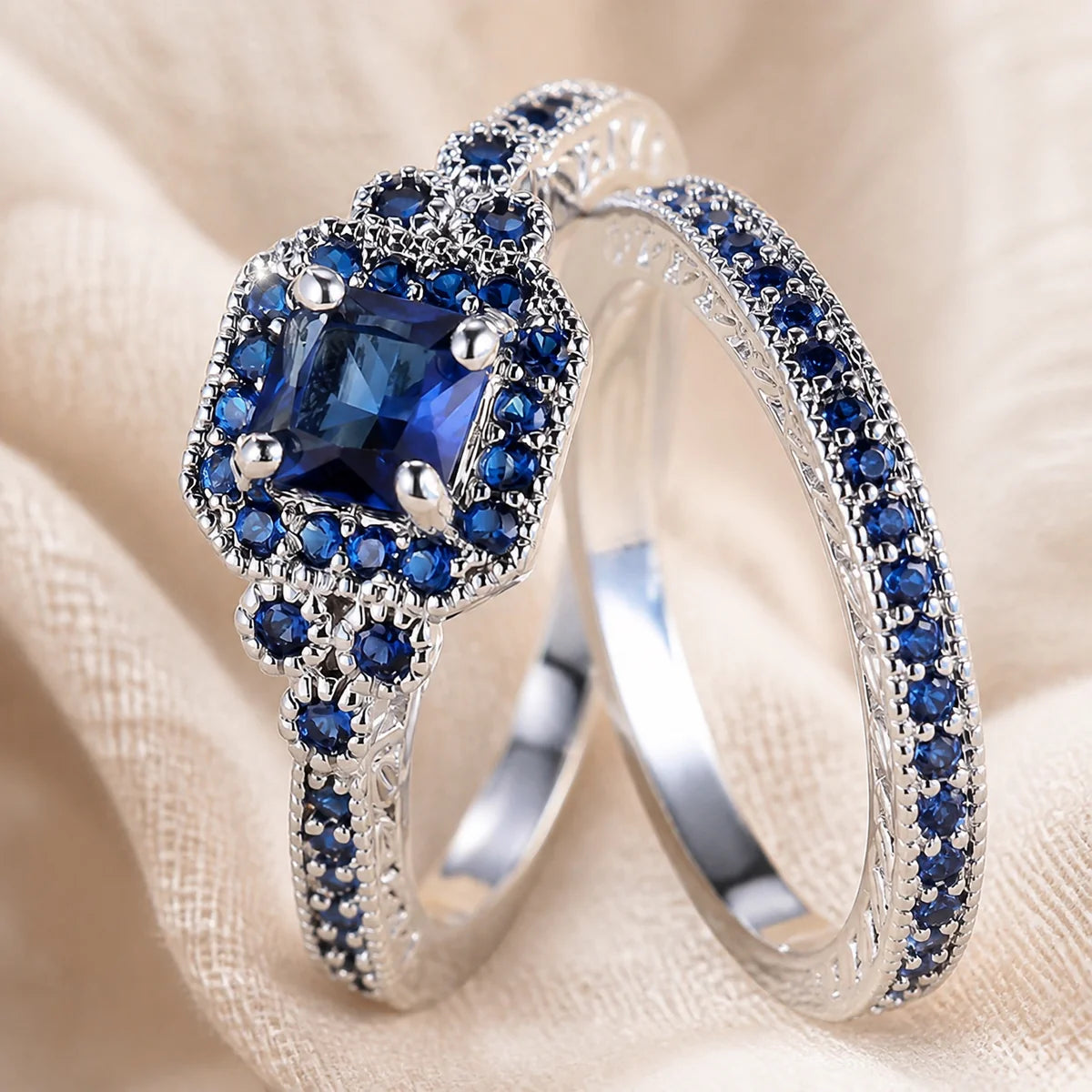 Vionetta Sapphire Mosaic Ring Set