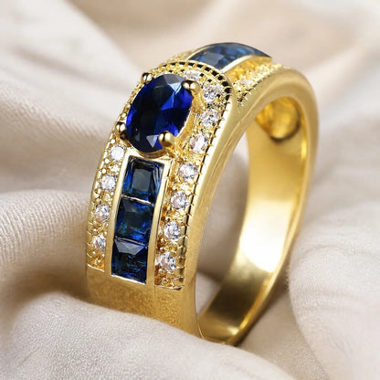 Royal Golden Signet Sapphire Ring