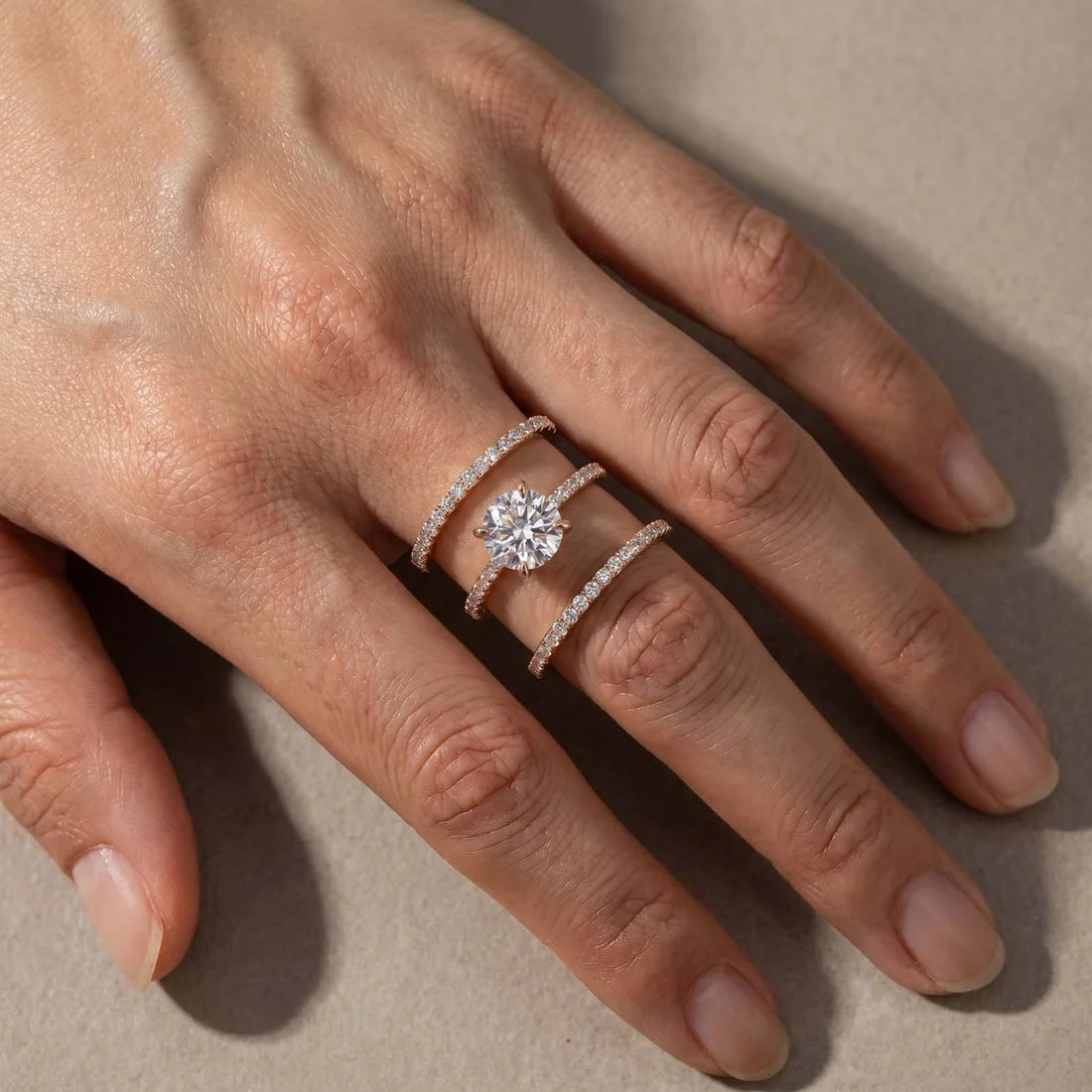 3PC Round Cut Wedding Ring Set