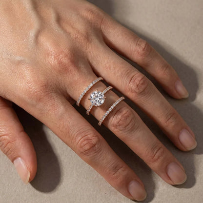 3PC Round Cut Wedding Ring Set