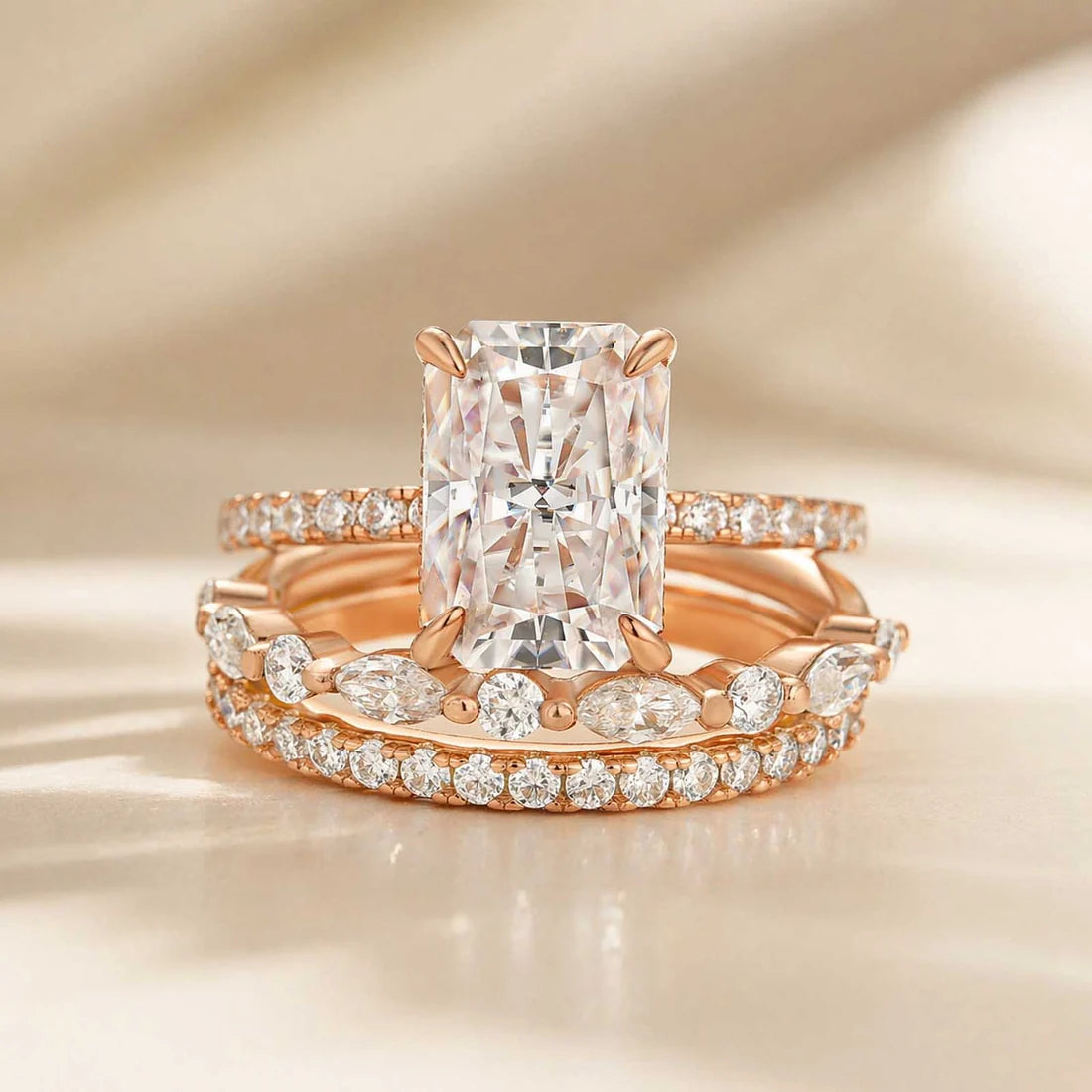 Radiant Cut 3PC Wedding Ring Set