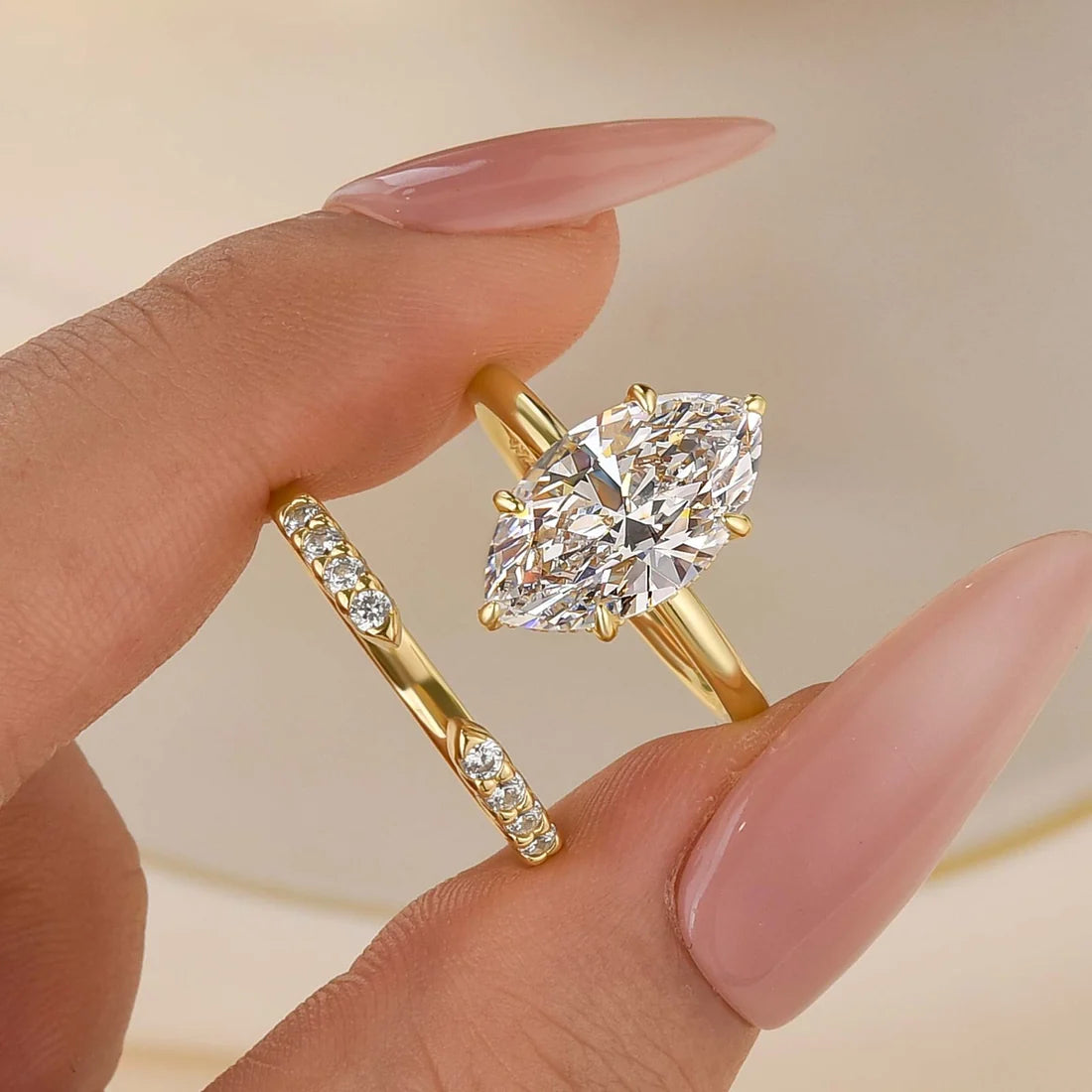 Marquise Cut Wedding Ring Set