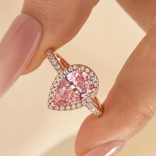 Rose Gold Halo Pear Cut Ring