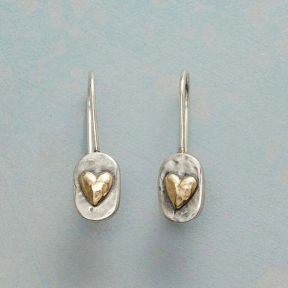 Vintage Gold Inlaid Heart Earrings