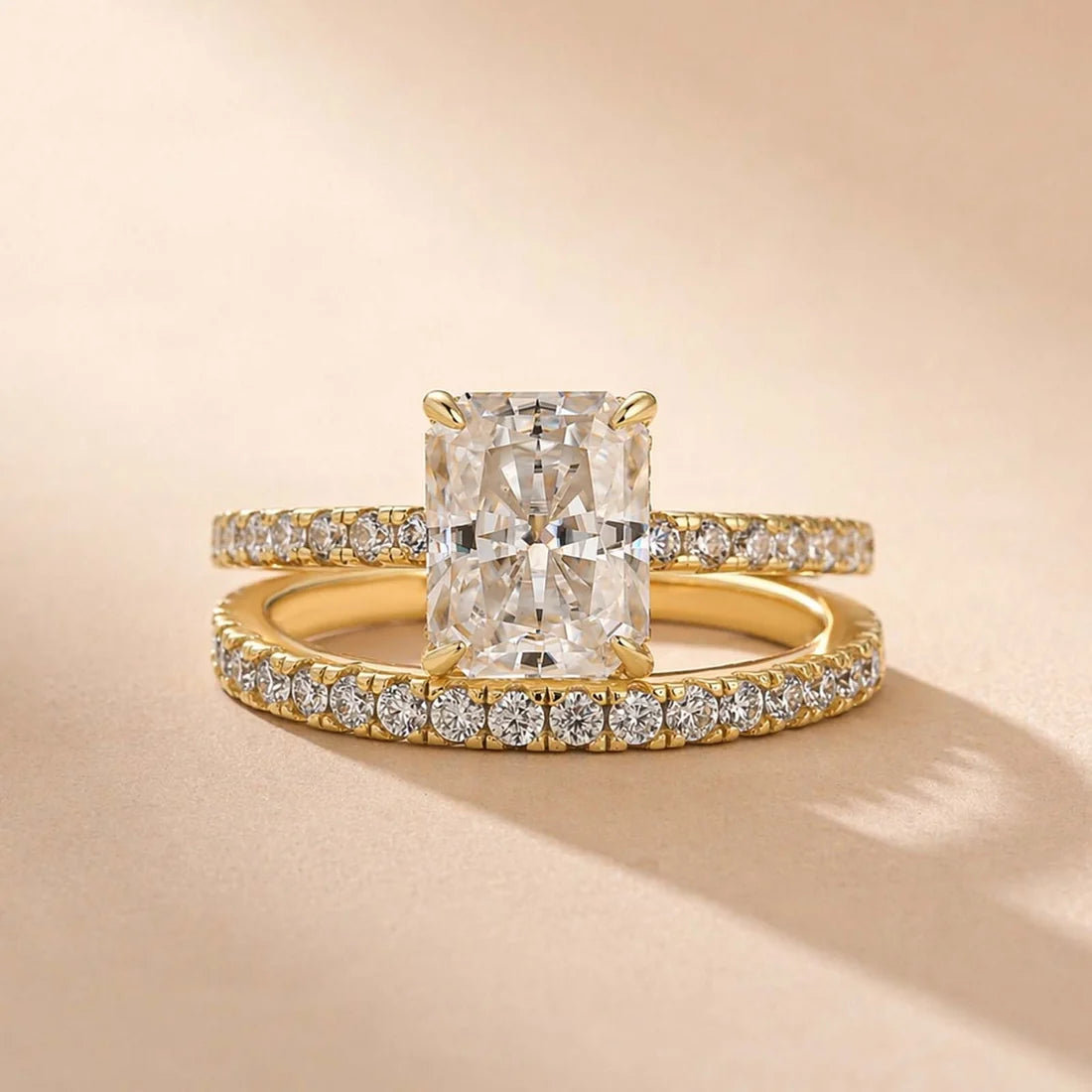 Moissanite Radiant Cut Wedding Ring Set