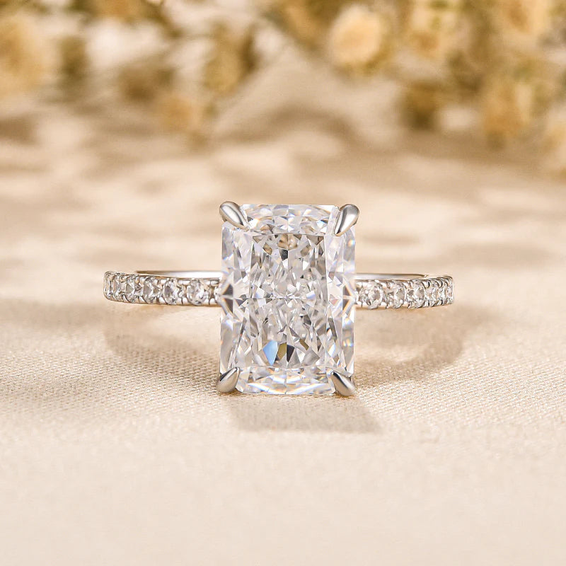 Radiant Cut Engagement Ring Or Enhancer Wedding Set In Sterling Silver
