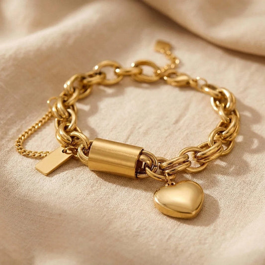 Golden Heart Link Bracelet