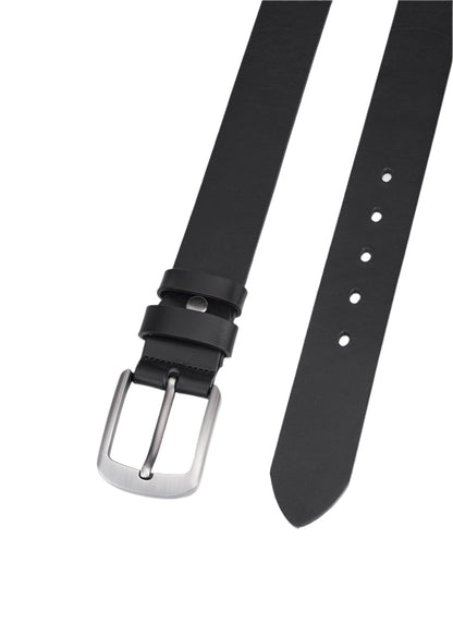 Luxury round leather belt – Elegant black leather belt for men – Durable and timeless