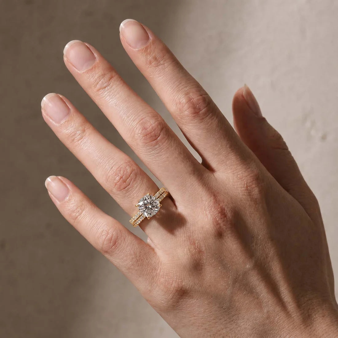 Cushion Cut White Sapphire Wedding Set