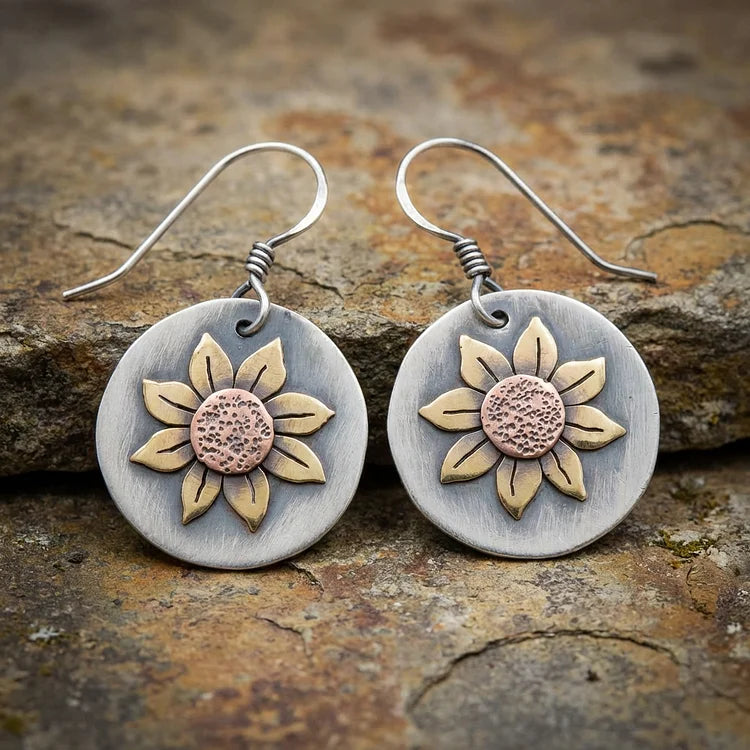 Vintage Rounded Sunflower Earrings
