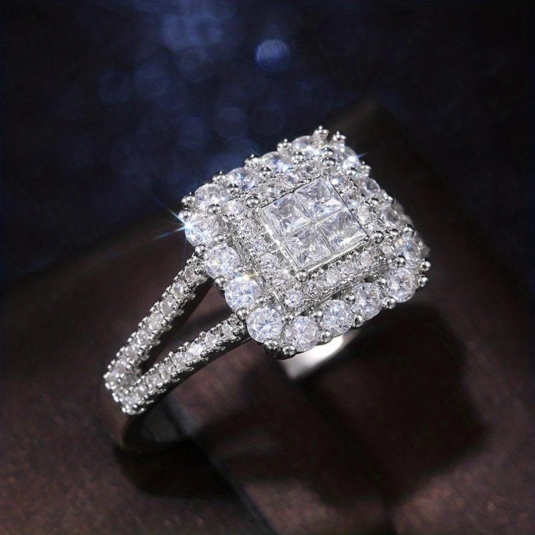 Square Shape Zirconia Wedding Ring
