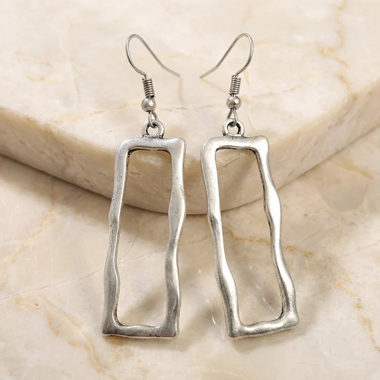 Vintage Rectangular Silver Earrings
