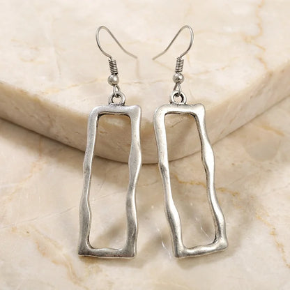 Vintage Rectangular Silver Earrings