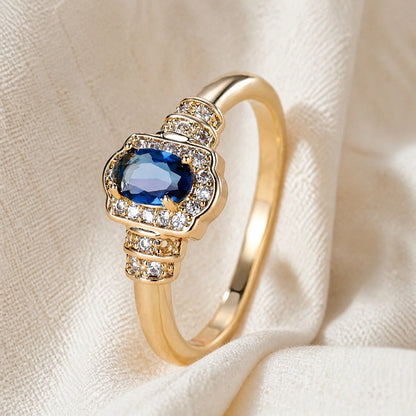 Heirloom Sapphire Halo Crystal Ring