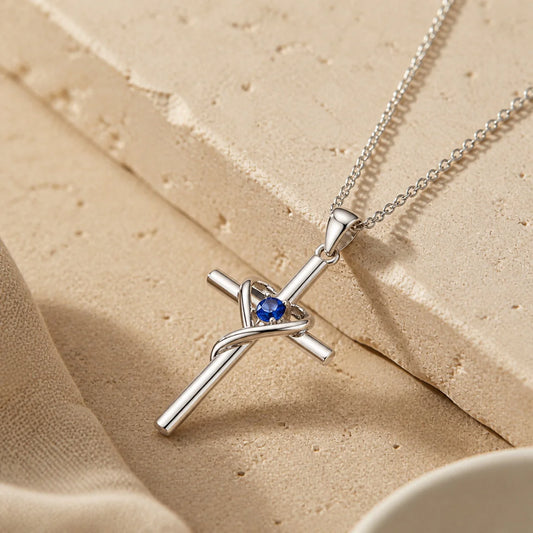 Sapphire Cross Necklace