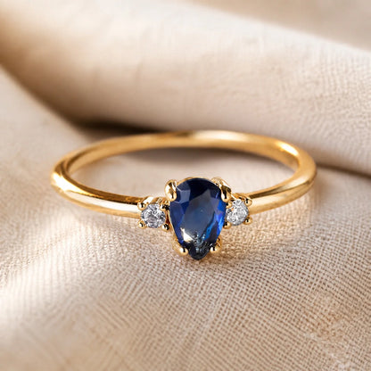 Minimalist Pear Cut Royal Sapphire Ring