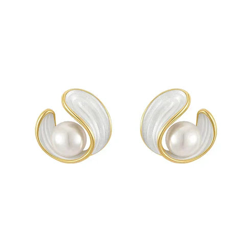 Luxury White Opal Earrings with Pearls in Gold