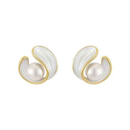 Luxury White Opal Earrings with Pearls in Gold