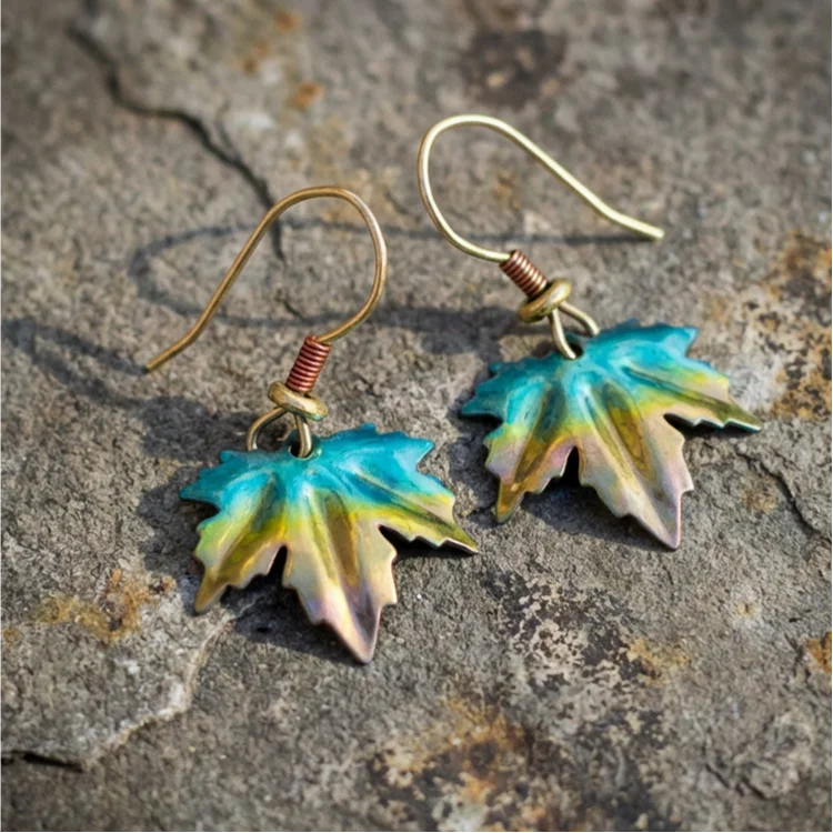 Vintage Funky Maple Dangle Earrings