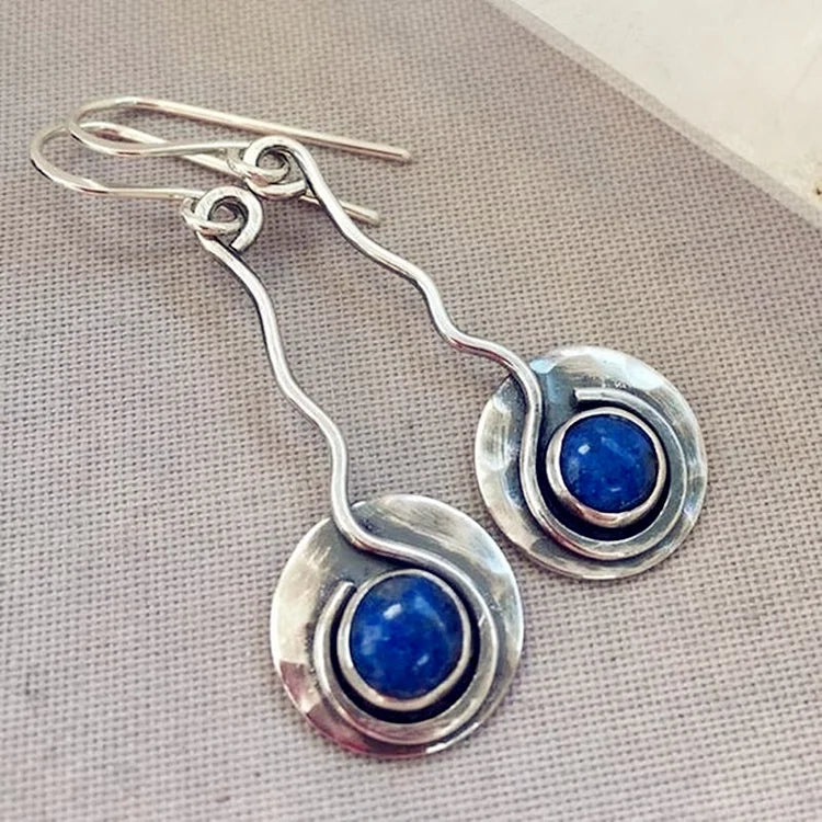 Vintage Blue Stone Silver Earrings