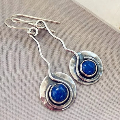 Vintage Blue Stone Silver Earrings