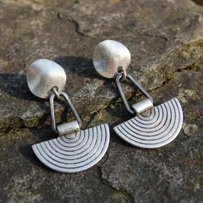 Vintage Silver Semi Circle Earrings