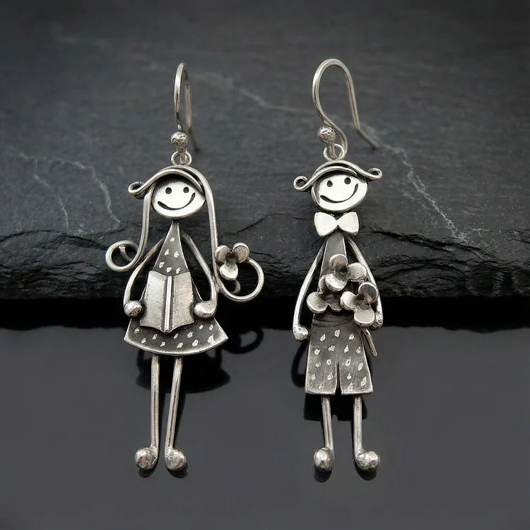 Vintage Boy and Girl Dangle Earrings