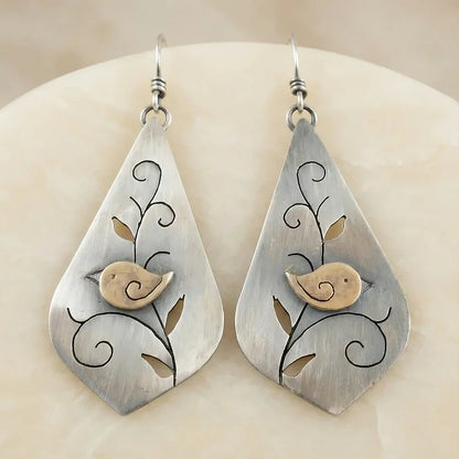 Vintage Minimalist Style Bird Pattern Earrings