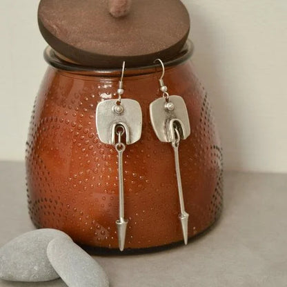 Vintage Geometric Abstract Square Arrow Drop Earrings