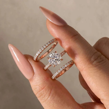 3PC Round Cut Wedding Ring Set
