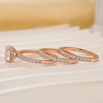 3PC Round Cut Wedding Ring Set