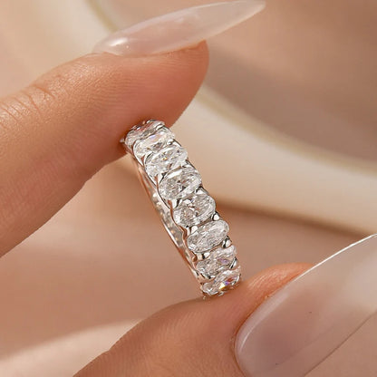 Oval Cut Half Eternity Wedding Ring