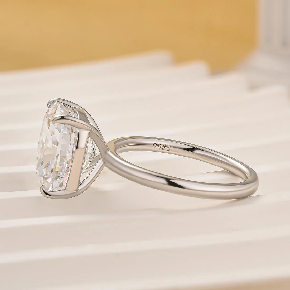 Cushion Cut Engagement Ring In Sterling Silver