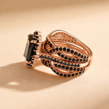 Radiant Cut Halo Insert Wedding Ring Set
