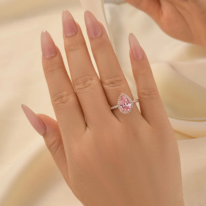 Rose Gold Halo Pear Cut Ring