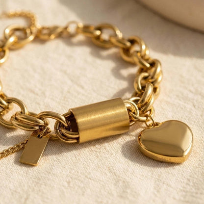 Golden Heart Link Bracelet