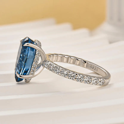Pear Cut Blue Sapphire Engagement Ring