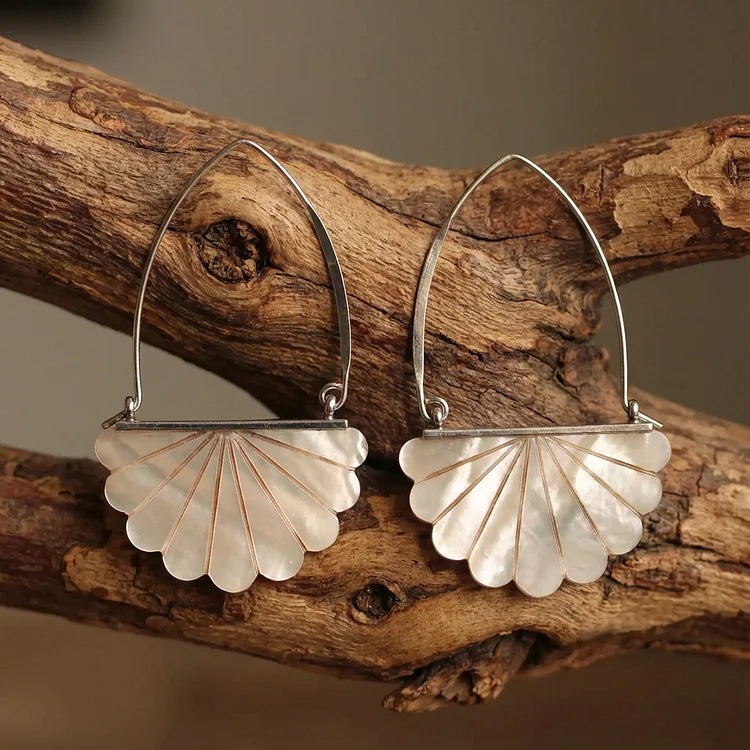 Vintage Fan Pearl Drop Earrings