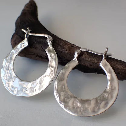 Single Hammered Hoop Earrings